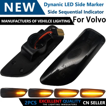 

2Pc LED Dynamic turn signal light for Fender Front Side Marker Lamps For Volvo V70 S60 S80 XC70 XC90 2001-2009 #30722641 3072264