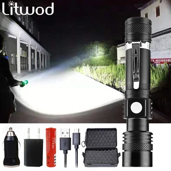 

Litwod T6/L2/V6 LED Flashlight CREE XLamp 5 Modes High Powerful Tactical Torch Light Lamp Use 18650 Battery Lantern For Camping