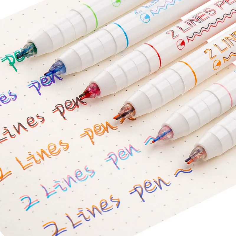 Bolígrafo de doble línea tridimensional, rotulador de dibujo de dos colores, bolígrafos para Contabilidad para estudiantes, papelería para oficina y escuela