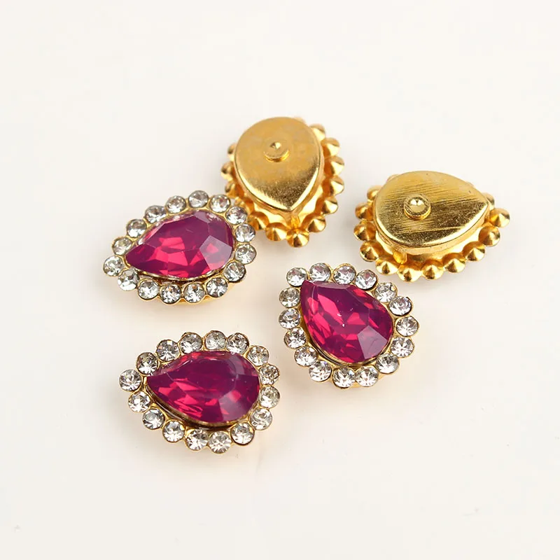 Fuchsai Opal Gold Коготь чашки Стразы смешанные цвета сияющие кристаллы стеклянные камни отделка Золотая основа не горячей фиксации пришить стразы для одежды - Цвет: Fuchsai Opal Gold