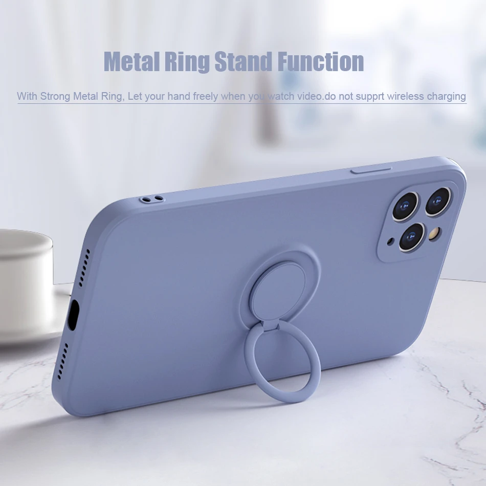 Magnetic Silicone Case For iPhone 13 12 11 Pro Max XS X XR 7 8 Plus iPhone13 13Pro 12Pro Soft Shell Cover With Ring Holder Stand iphone xr clear case