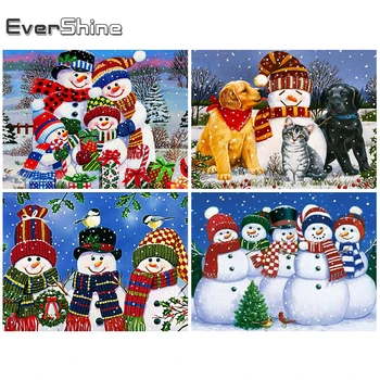 

Evershine 5D DIY Diamond Embroidery Snowman Full Square Round Diamond Painting Cartoon Cross Stitch Christmas Home Decor Gift
