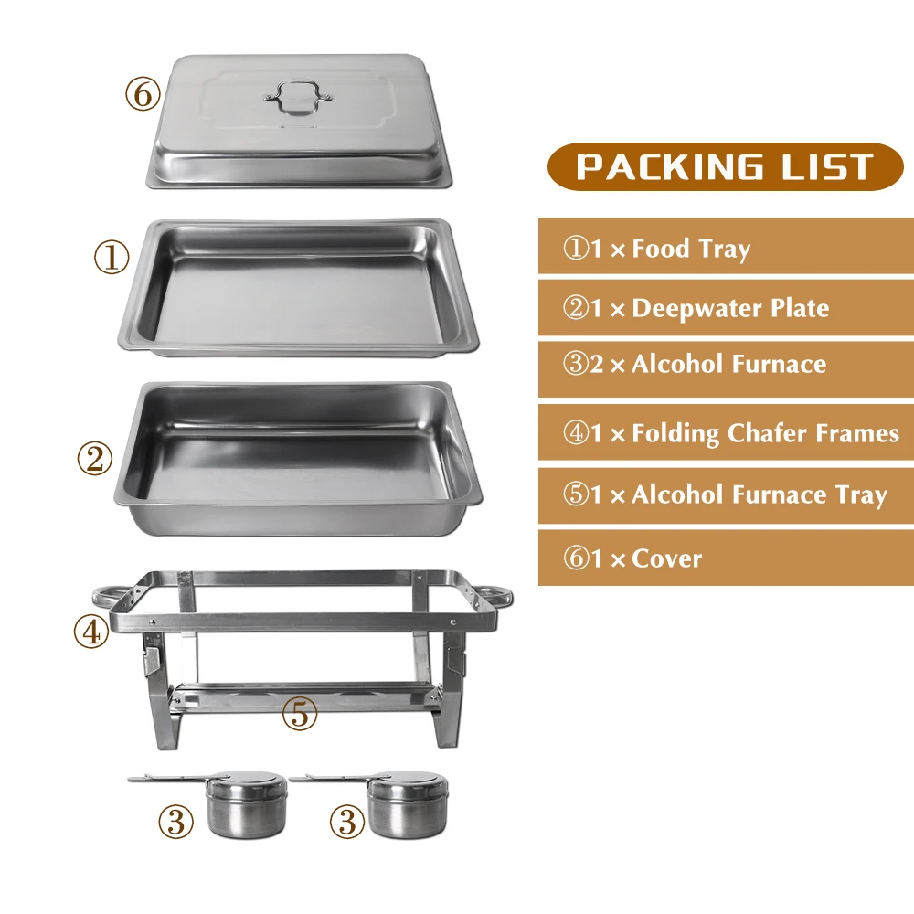 Disposable Chafing Dish Buffet Set, Food Warmers for Parties, Complete 33  Pcs of Chafing Servers with Covers, Catering Supplies with Full-Size Pans