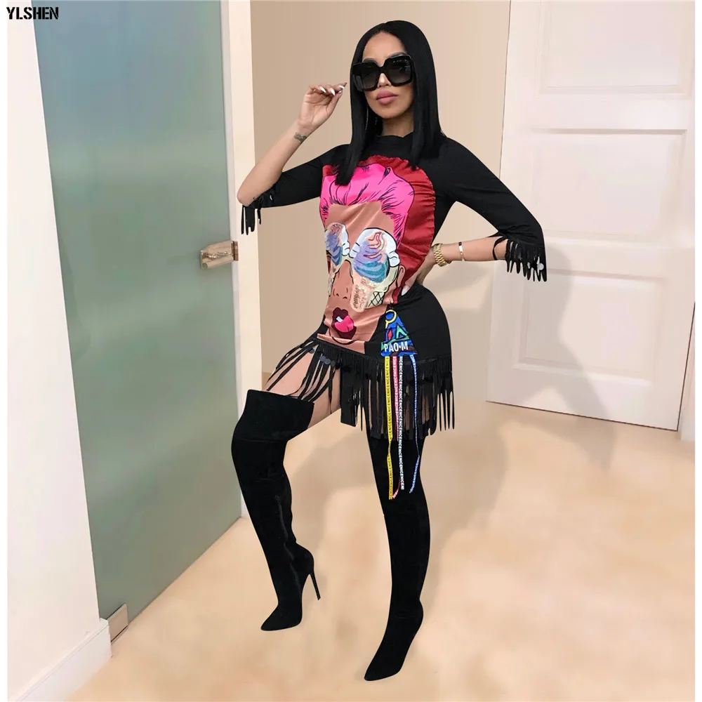 2020 Summer T Shirt Tee Dress Women V-neck Half Sleeve Cartoon Letter Print Slim Fashion Classic Above Knee Mini Dresses Outfits 01