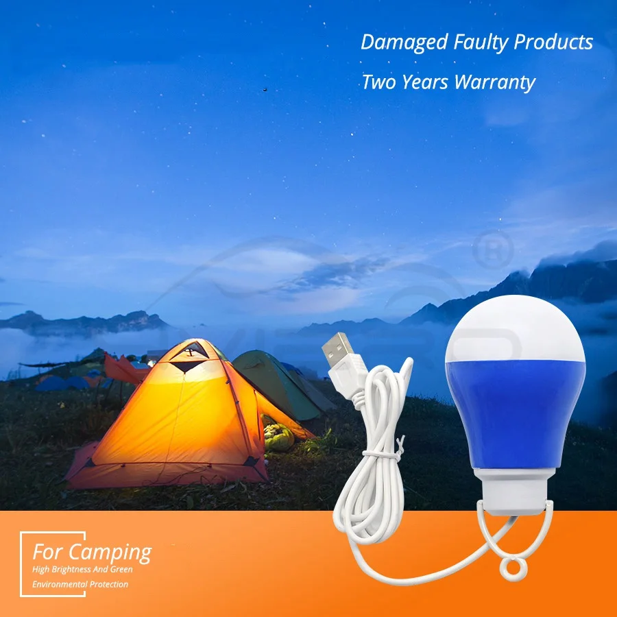 USB Bulb light Colorful PVC Environmental lamp 5V 5W Portable LED bulbs USB lamps For Hiking Camping Travel Outdoor lighting
