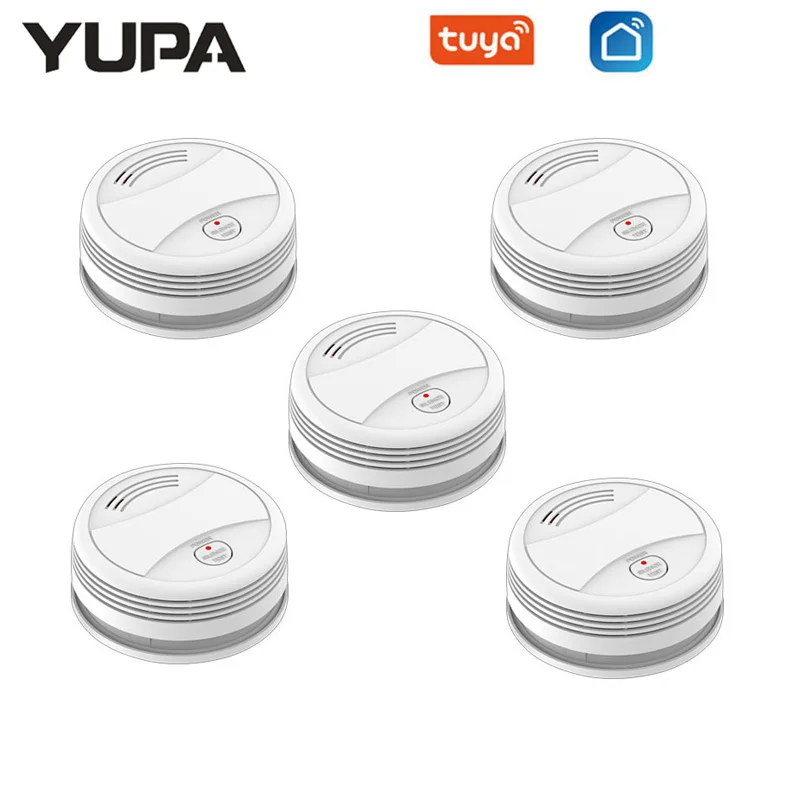 YUPA-Detector de humo con WIFI, sistema de alarma de seguridad para jardín, casa, oficina, SmartLife, Control por aplicación
