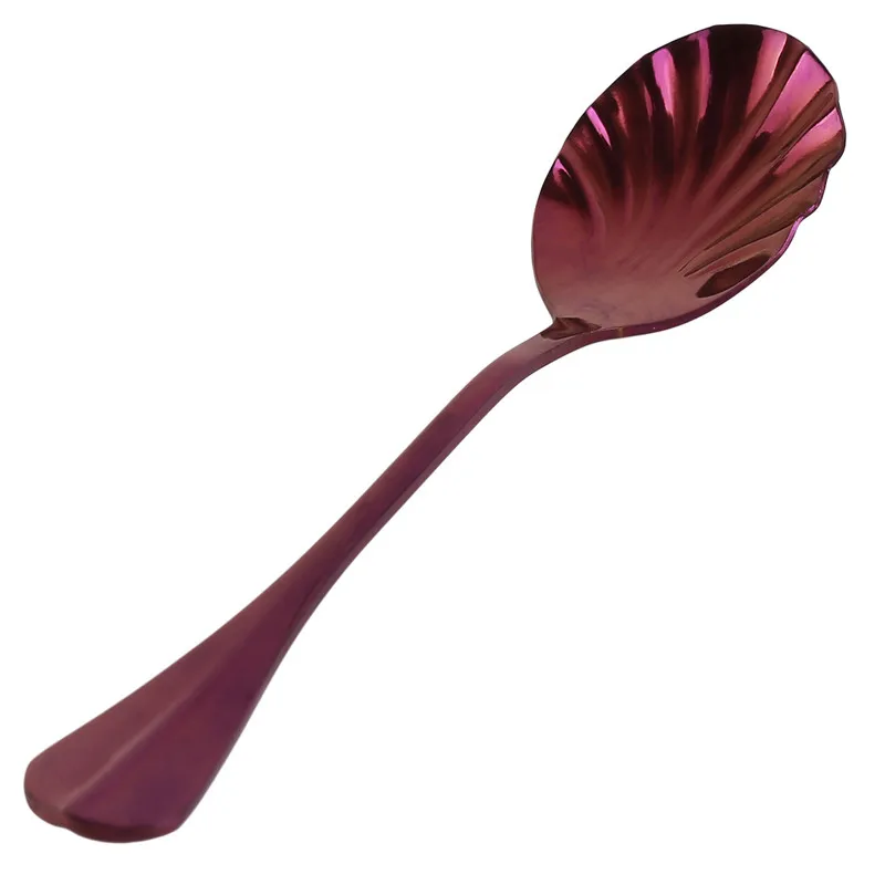 Посуда из нержавеющей стали, ложка для смешивания, кофейная ложка, форма корпуса, десерт, мороженое, чайная ложка, инструмент для питья, Западный обеденный костюм - Цвет: purple