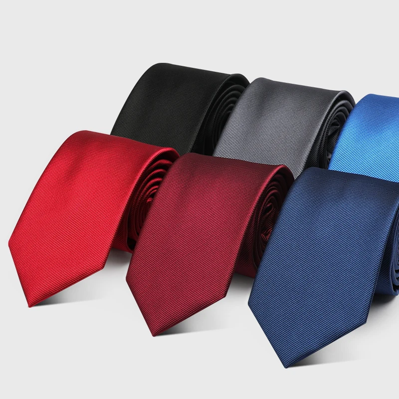 

NEW High Quality Soild Color Tie 7CM Silk Ties For Men Business Suit Work Necktie Men Fashion Party Engagement Neck Tie Gift Box