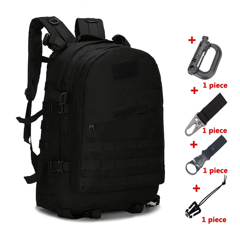 Black with hooks 45L военный тактический рюкзак армейский Molle Штурмовые сумки для походов, походов, кемпинга, охоты, камуфляжная сумка Mochila большой емкости - Цвет: Black with hooks