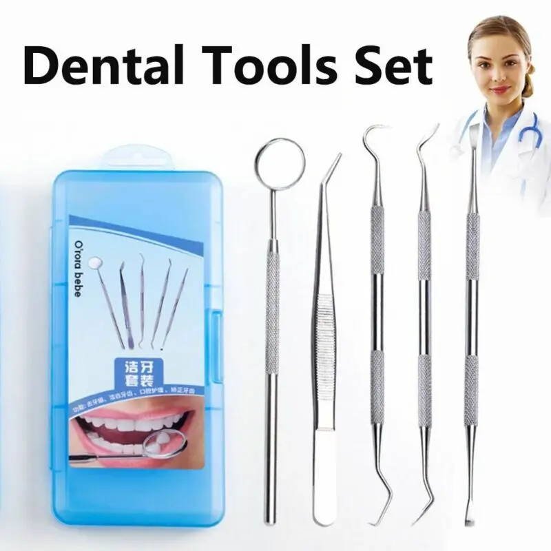

Stainless Steel Dental Set Dentist Teeth Kits Oral Cleaning Probe Tweezers Tools