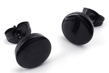 

Jewelry Men's Earrings, Circle Ear Studs, 2pcs (1 Pair), Stainless Steel, Black