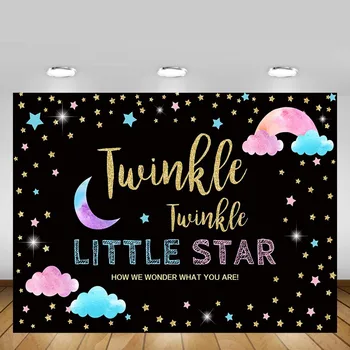 

Mehofond Twinkle Little Star Gender Reveal Party Backdrop Blue Pink Moon Clouds Photography Background Decor Banner Photo Studio