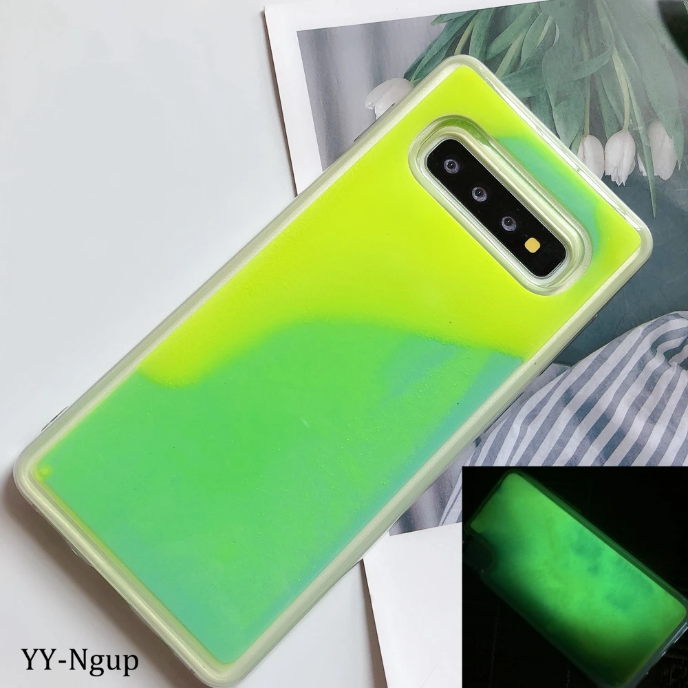 Зеленый Светящийся чехол для samsung A50 A70, светящийся в темноте Блестящий Жидкий чехол для samsung Galaxy A10 A20 A30 A40 A50 A70 telefon Case - Цвет: Зеленый