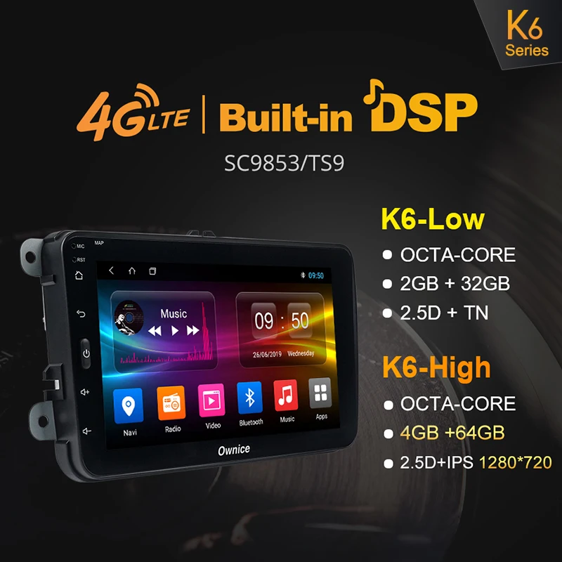 [Установка услуги бесплатно] Ownice K1 Магнитола Android 8.1 Автомагнитолы 2 din