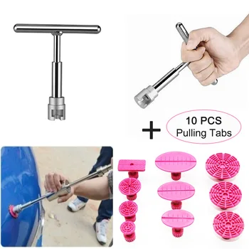

Paintless Car Dent Repair Puller Kit Car Dent Puller Slide Hammer T-Bar Tool with 10pcs Dent Removal Pulling Tabs for Car Body