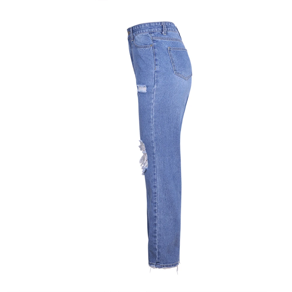 TCJULY, новый дизайн, офисные женские стильные Синие рваные джинсы, брюки для женщин, обтягивающие эластичные джинсовые штаны, Уличная