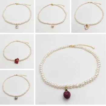 

100% Nature Pearl Jewelry Freshwater Pearl Necklace For Women Pearl necklace Red Agate Jewelry Gift