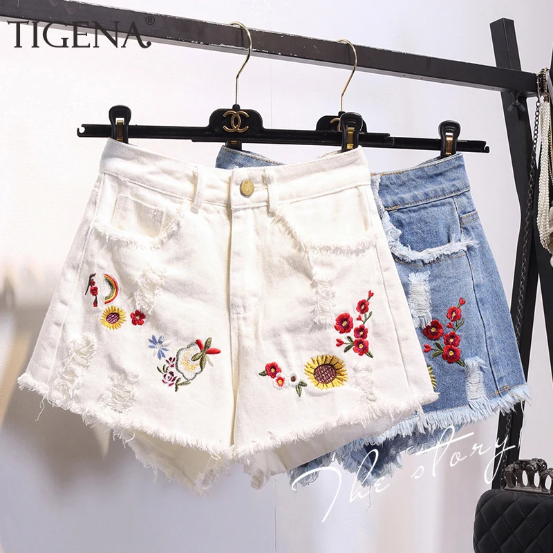 floral jean shorts