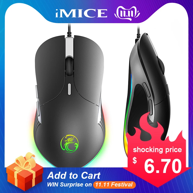 

Gaming Mouse Gamer Computer Mouse Gaming 6400DPI Professional PC Mouse Wired Ergonomic Mause Cable USB Mice Laptop Game Mause