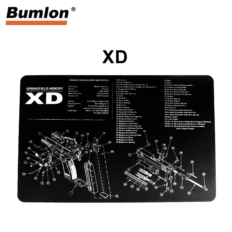 Резиновый коврик для чистки ружья Bumlon 17x11 водонепроницаемый нескользящий с