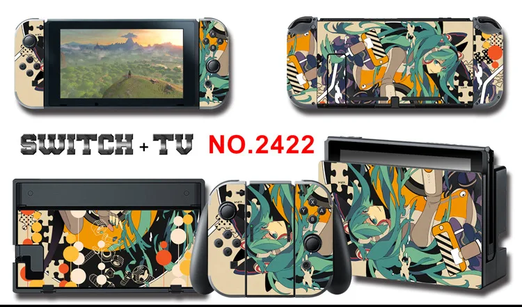 1set New Cute Anime Full Body Sticker for NS Switch Protective Cover Skin Colorful Art for Game Console Joy-Con Controller Decor