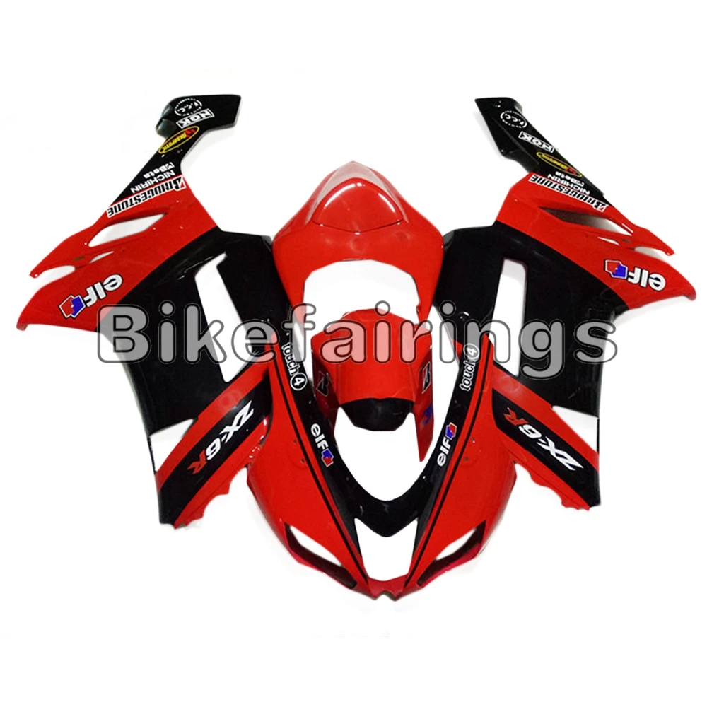 

Customized Red Black Cowling For Kawasaki 2007 2008 ZX-6R ABS Injection Body Work Bike Casing Complete Fairing Kit