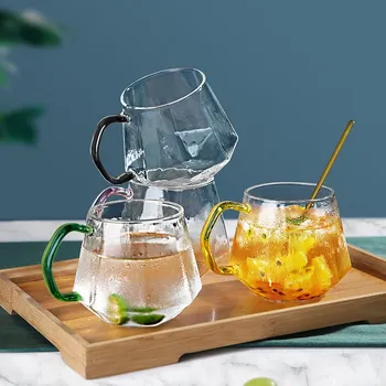 

Simple Transparent Glass Cup Large Capacity Champagne Whiskey Glass With Handle Funny Copas De Vino Kitchen Dining Bar EB5BL