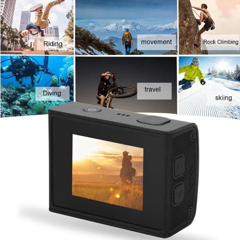 M22 Экшн-камера 4K 30FPS сенсорный экран WiFi Водонепроницаемая Спортивная 170 широкоугольная видеокамера черный/белый