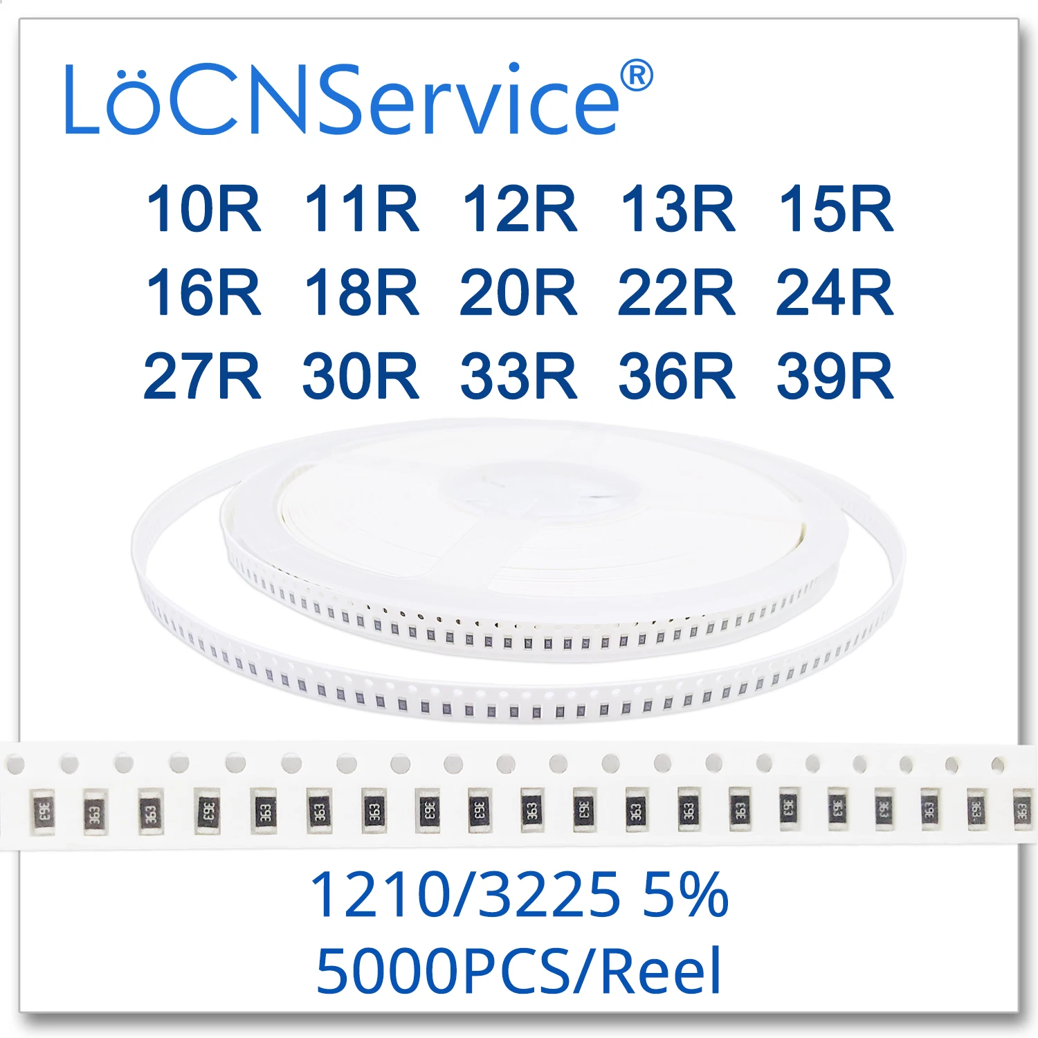 LoCNService 1210 J 5% 5000 шт. 10R 11R 12R 13R 15R 16R 18R 20R 22R 24R 27R 30R 33R 36R 39R высокое качество smd 3225