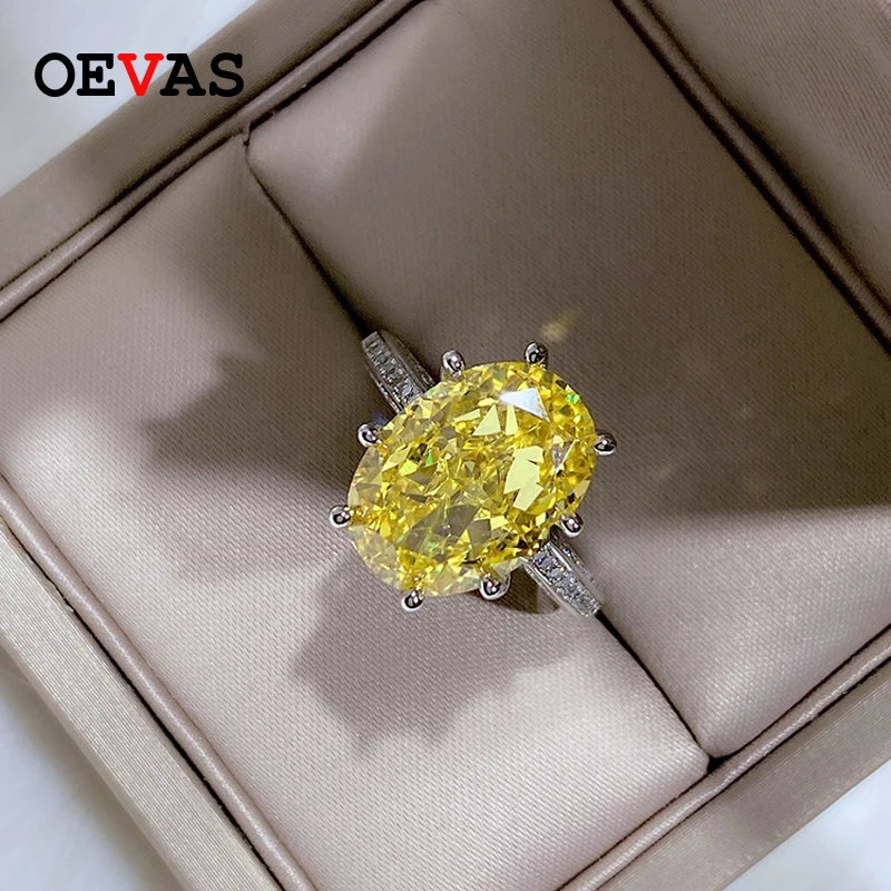 OEVAS 100% Серебро 925 пробы сверкающие 10*14 мм овальные с высокоуглеродистыми