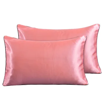 

2PCS Artificial Silk Pillowcase Solid Color Polyester Pillow Cover Satin Satin Pillowcase Bedding