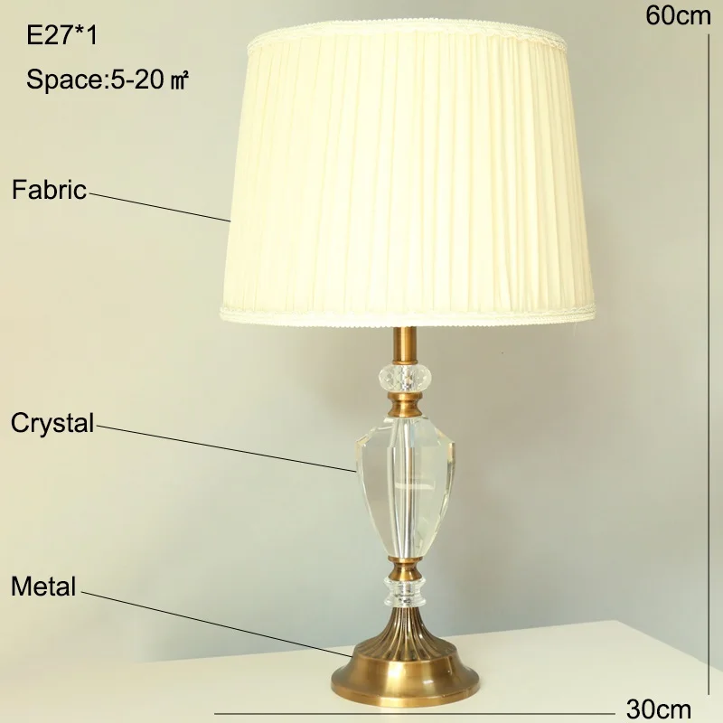 Crystal Table Lamp Desk lights home decor table lights gold base modern home decoration table lamps bedroom white lamp be