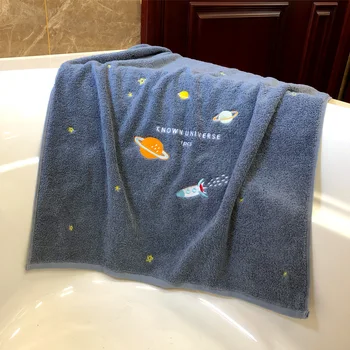 

Planet Embroidery Series Bath Towels High Quality Pure Cotton Soft Absorbent Bathroom Towels For Adults Gym Bath Drop Shipping