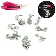 10 мм Серебряный Плетеный шарик для волос дреды регулируемые клипсы для волос Dread подвеска в виде трубочки дредлок аксессуары расширение 5 шт. в партии