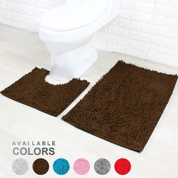 

2Pcs -Slip Bath Mat Bathroom Carpet Rug Set Flannel Kitchen Bath Mat Carpet Bathroom Toilet Rug Washable Restroom Carpet
