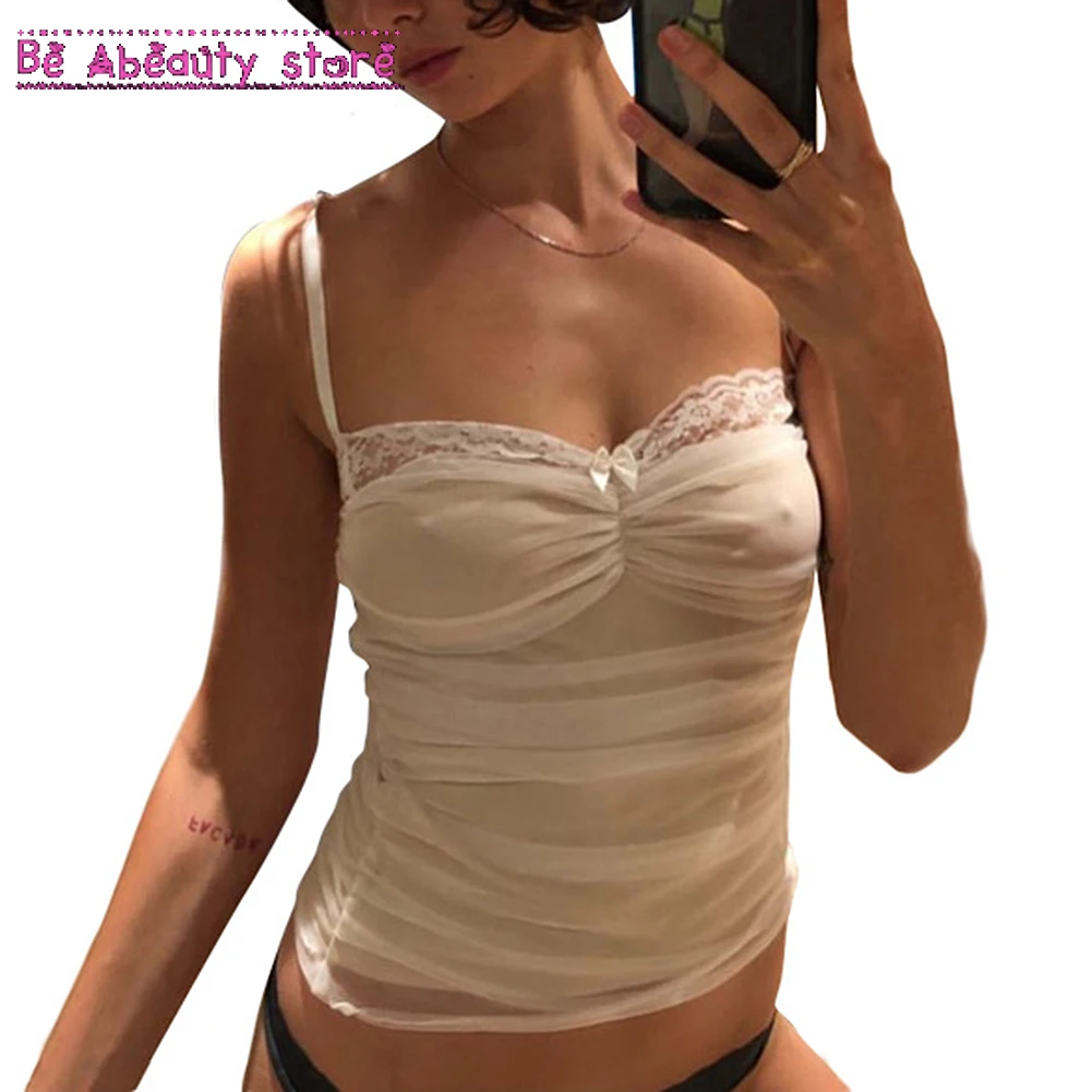 Милые милые кружевные топы для девочек Топы без бретелек летние сетчатые