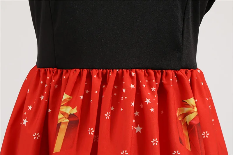 Для женщин в винтажном стиле, с длинным рукавом рождественское платье на зиму размера плюс качели элегантные кружевные вечерние платье халат Повседневное Черный Принт год