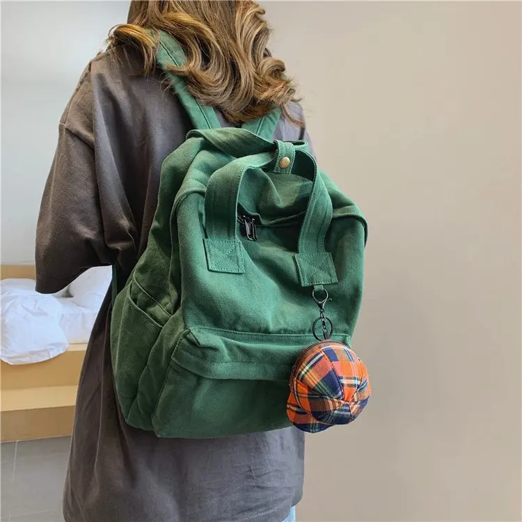 Korean retro style Women Backpack Fashion solid color School Bag For Teenage Girl Children Backpacks Travel | Багаж и сумки