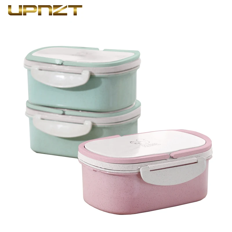 

Lunch box Wheat Straw Cartoon Bento Box Portable Eco-friendly Food Storage Container for Kids Students School Picnic Tableware