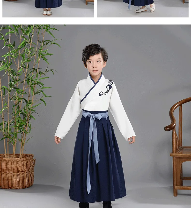 110-180 см детский китайский Hanfu Одежда для девочек сказочный костюм Улучшенный древний костюм студентки Тан мальчиков Hanfu костюм DL4143