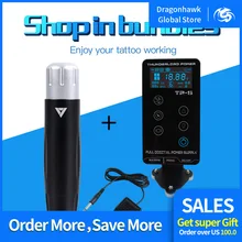 Профессиональная татуировка ручка машина роторный комплект с ЖК мини мощность татуировки педаль переключатель питания
