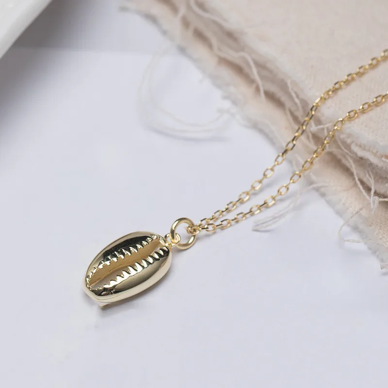 INZATT Real 925 Sterling Silver Minimalist Shell Pendant Choker Necklace For Fashion Women Party Cute Geometric Fine Jewelry