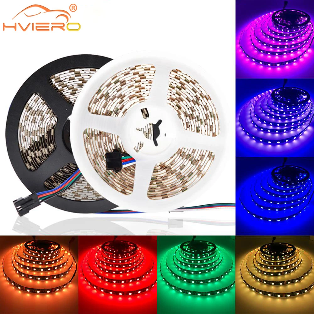 

DC 12V RGB LED Strip 5050 SMD 60LEDs/M Black PCB Board Flexible LED Light Not Waterproof LED Tape for TV Background Decoration