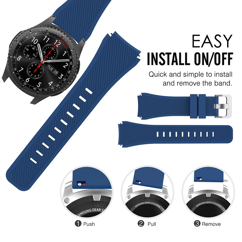 22 мм силиконовый ремешок для samsung Galaxy Watch 46 мм высококачественный спортивный ремешок для samsung gear S3 Frontier/классические часы huawei Gt