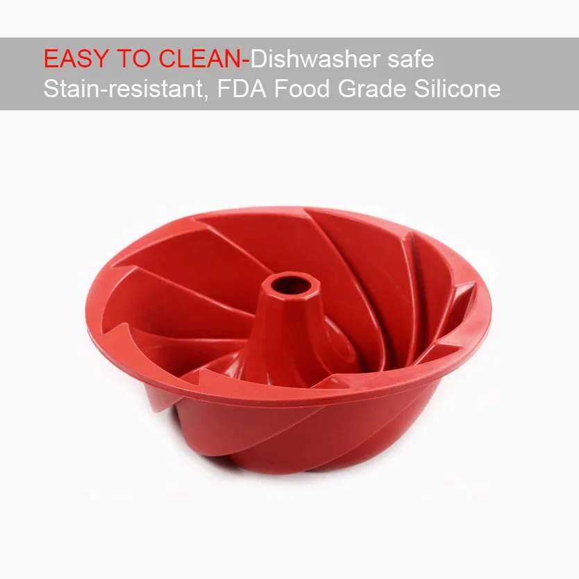 Upors 3d Fluted Cake Mould Form Bread Bakery Large Spiral Shape Food Grade Silicone Bundt Cake Mold Pan Baking Tools Bakeware