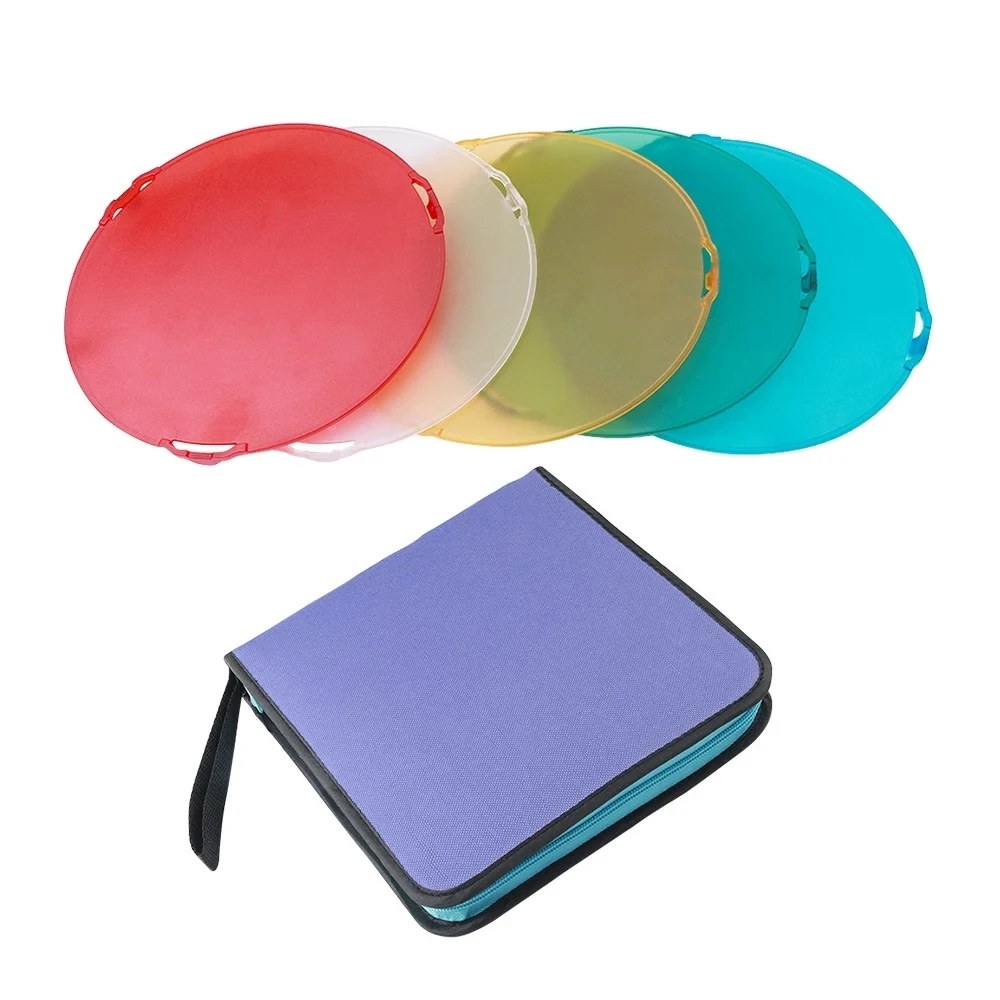 

NiceFoto 5pcs/set Standard Beauty Dish Reflector Color Filters Diffuser φ185mm With Carry Bag (White/Yellow/Red/Green/Blue)