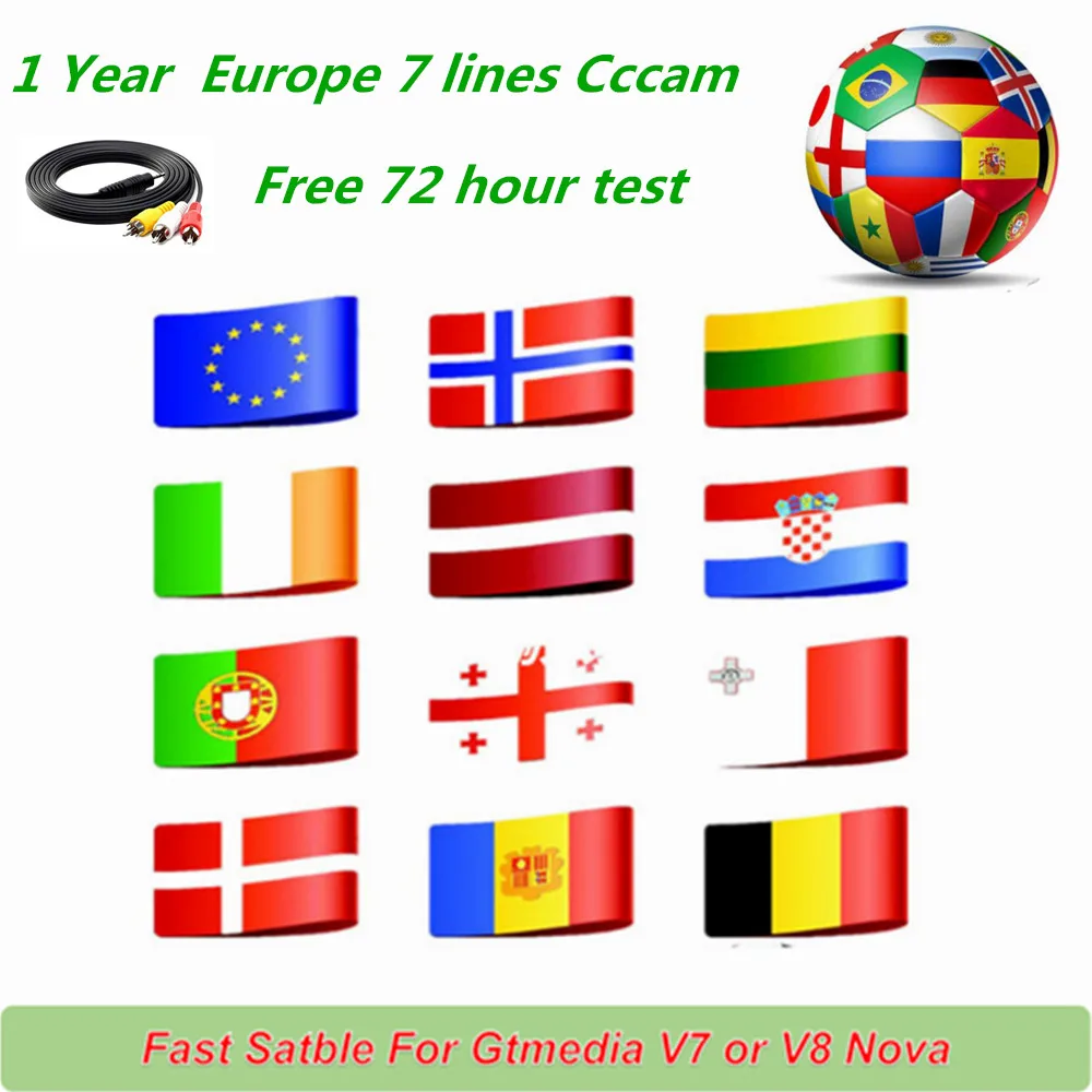 HD Cccam 7 линий для 1 год Европа Бесплатная спутниковая Share Sever Италия/Испания/французский/Германия IKS 1 год ТВ 7 линий Cccam