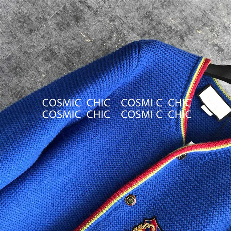 Cosmicchic Модный высококачественный Синий Свободный вязаный женский свитер, кардиган однобортный теплый вязаный свитер