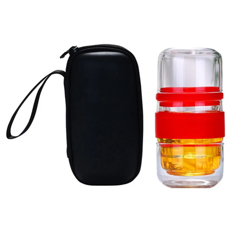 420Ml Portable Tea Infuser Bottle Water Bottle Chinese Tea Strainers Simple Teapot Heat-Resistant Black Tea Teapot Office Kung F - Color: Red