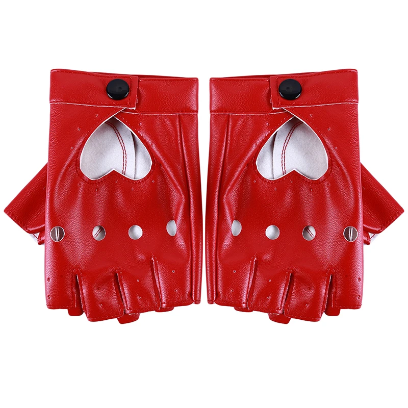 Кожаные перчатки Luvas Guantes Mujer для женщин девочек многоцветный красный черный белый любящее твердое сердце варежки - Цвет: red